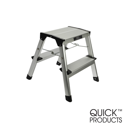 Quick Products QP-FTSS Slim-Profile Easy Folding Two-Step Stool - 200 lbs. Capacity