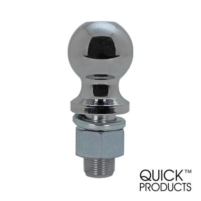 Quick Products QP-HB3010B 2" Chrome Hitch Ball - 1" Diameter x 2" Long Shank - 6,000 lbs.